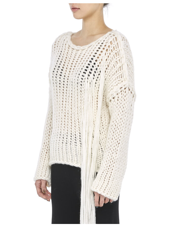 ISABEL BENENATO ALPACA BLEND OVERSIZED SWEATER W/ FRINGE