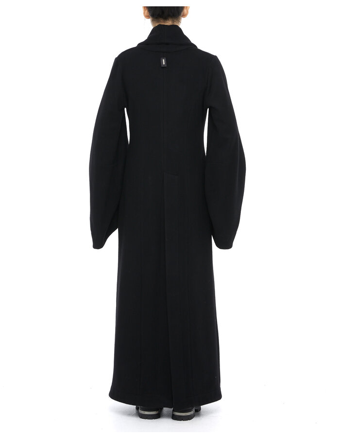 DAVIDS ROAD LONG WOOL COAT WITH RUCHED SLEEVE