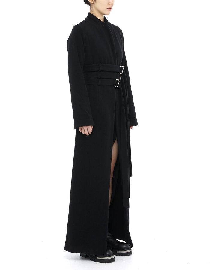 DAVIDS ROAD TRIPLE BELTED MAXI COAT W