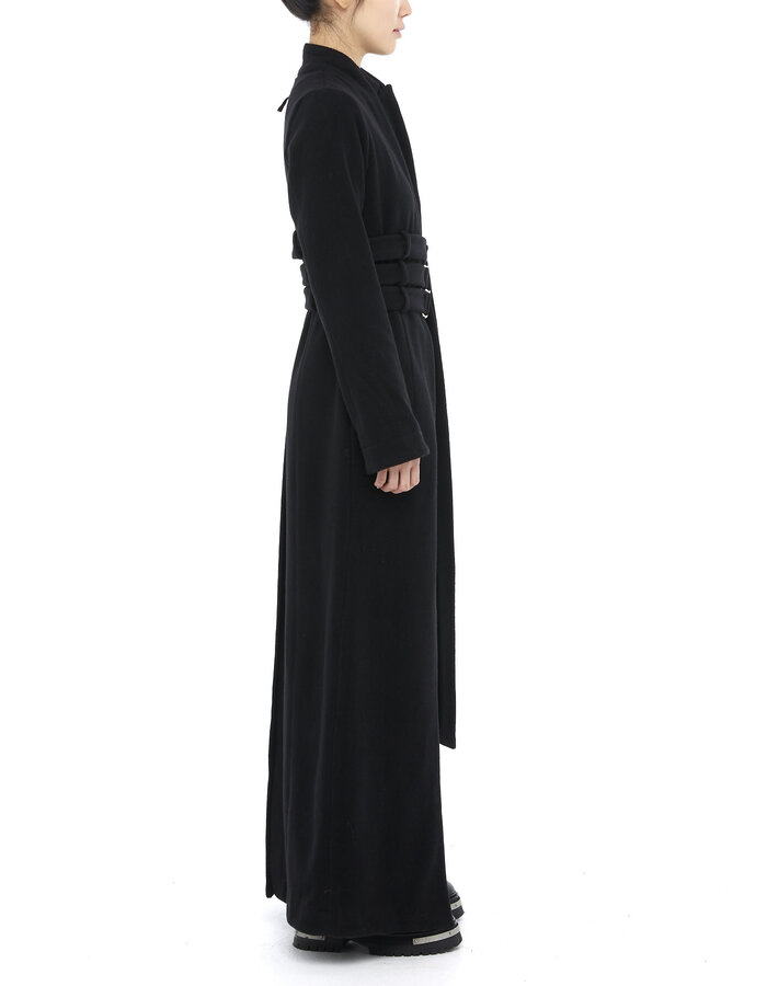 DAVIDS ROAD TRIPLE BELTED MAXI COAT W