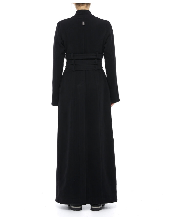 DAVIDS ROAD TRIPLE BELTED MAXI COAT W