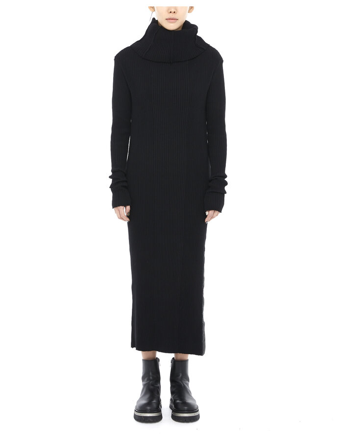 STUDIO B3 HEAVY RIB COTTON STRETCH HIGH NECK SWEATER DRESS