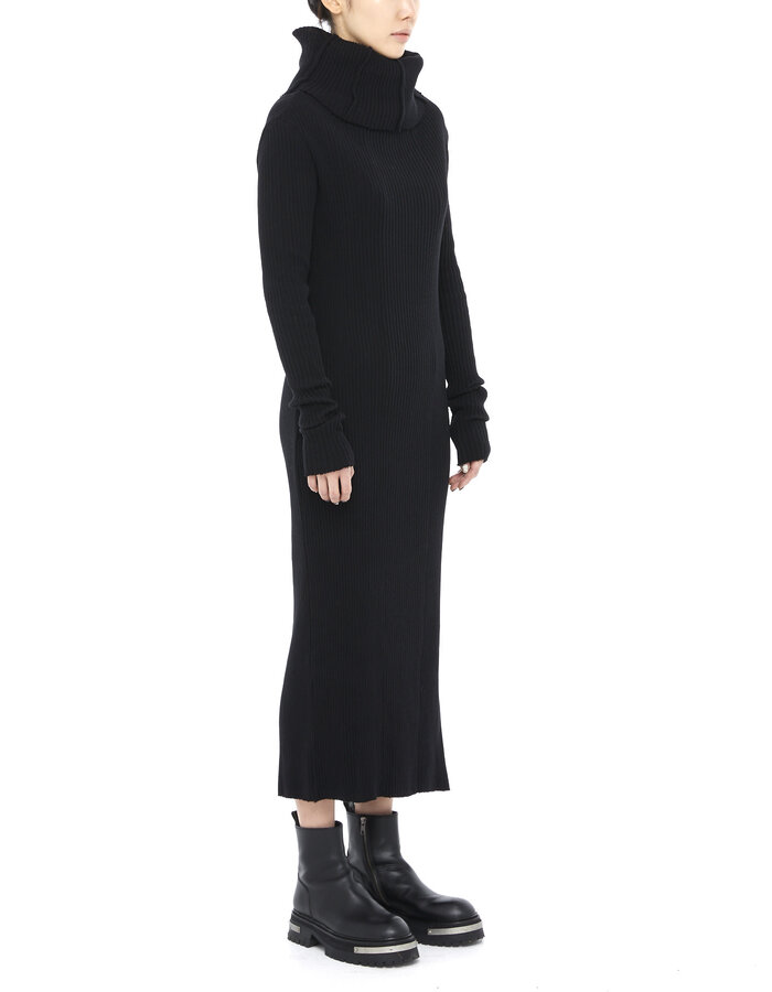 STUDIO B3 HEAVY RIB COTTON STRETCH HIGH NECK SWEATER DRESS