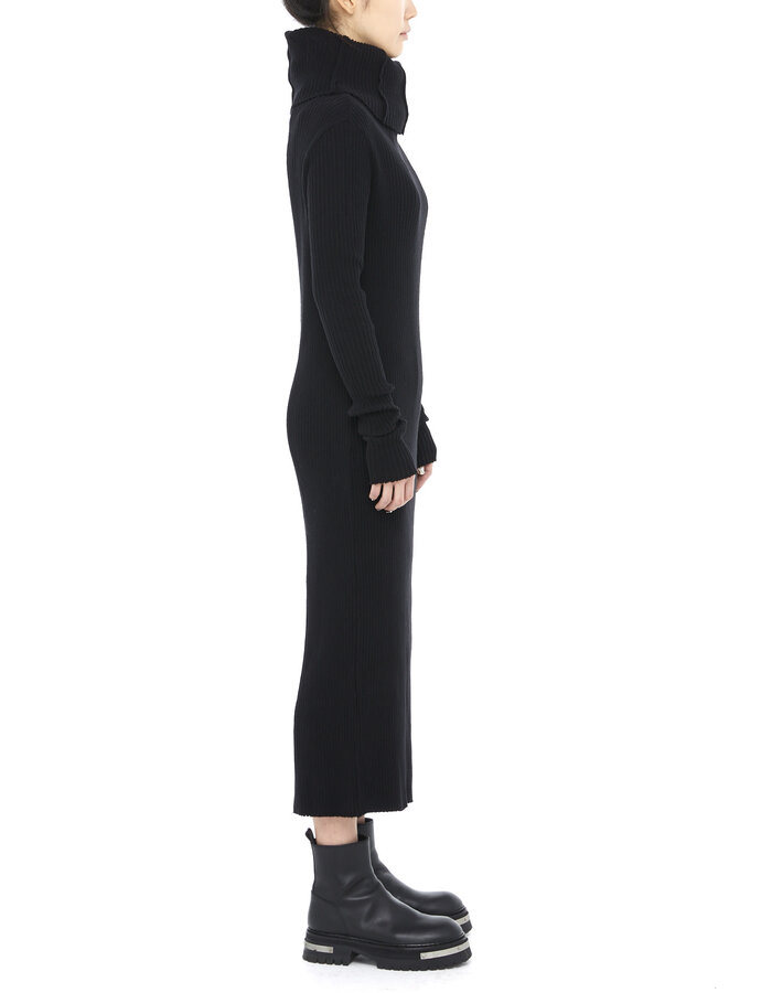 STUDIO B3 HEAVY RIB COTTON STRETCH HIGH NECK SWEATER DRESS