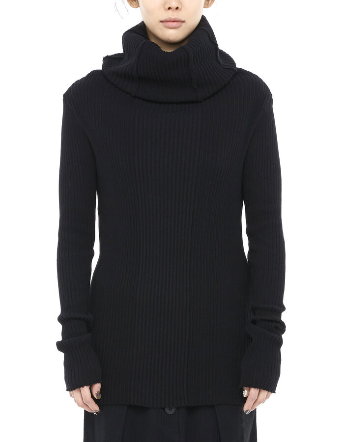 STUDIO B3 HEAVY RIB COTTON STRETCH HIGH NECK SWEATER