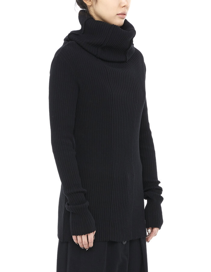 STUDIO B3 HEAVY RIB COTTON STRETCH HIGH NECK SWEATER