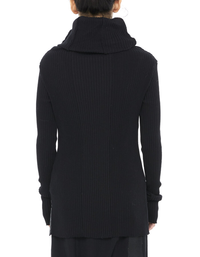 STUDIO B3 HEAVY RIB COTTON STRETCH HIGH NECK SWEATER