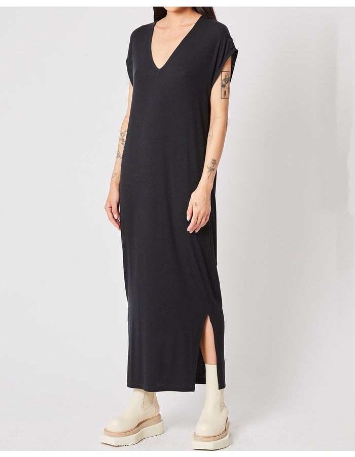 THOM KROM RIBBED V-NECK TUNIC DRESS