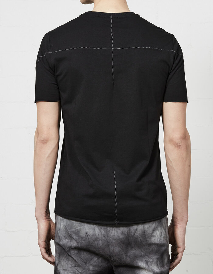 THOM KROM STITCHED BACK FITTED COTTON CREW - BLACK