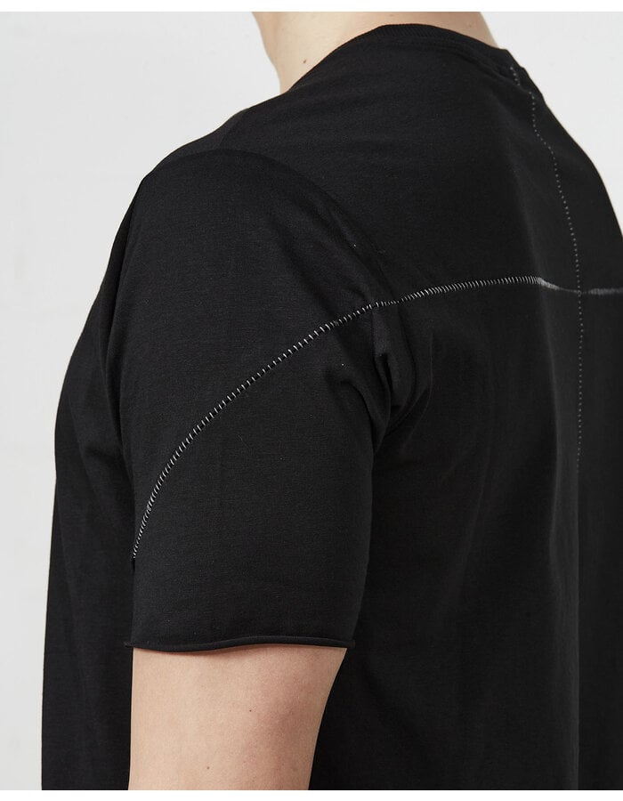 THOM KROM STITCHED BACK FITTED COTTON CREW - BLACK