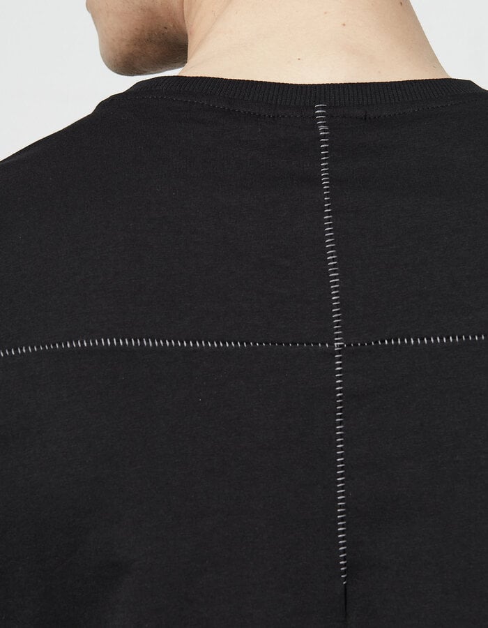 THOM KROM STITCHED BACK FITTED COTTON CREW - BLACK