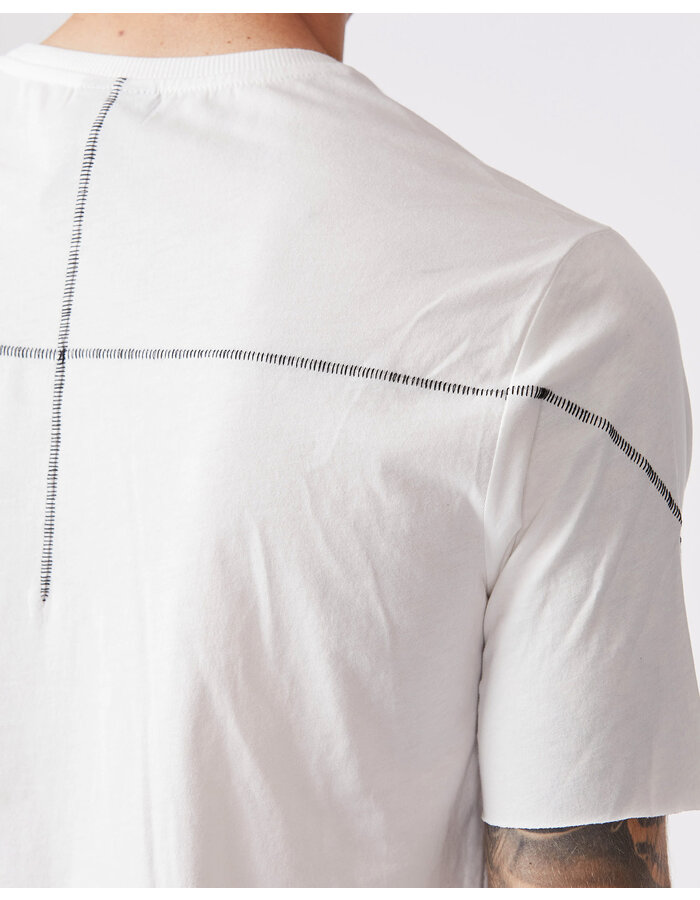 THOM KROM FITTED COTTON RAW HEM T-SHIRT - OFF WHITE