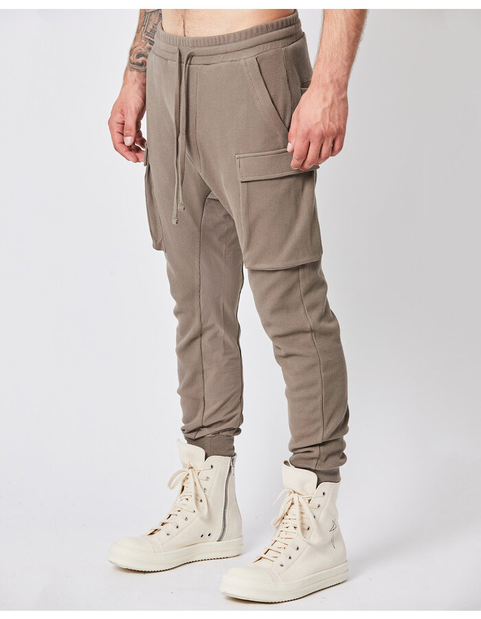 THOM KROM STRETCH COTTON WAFFLE KNIT JOGGERS - FOSSIL