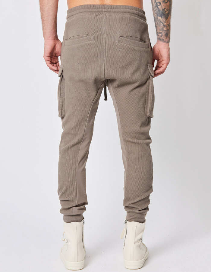 THOM KROM STRETCH COTTON WAFFLE KNIT JOGGERS - FOSSIL