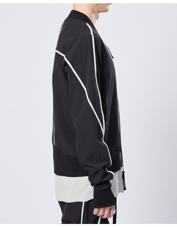 THOM KROM HYPER STRETCH NYLON BOMBER WITH CONTRAST PIPING
