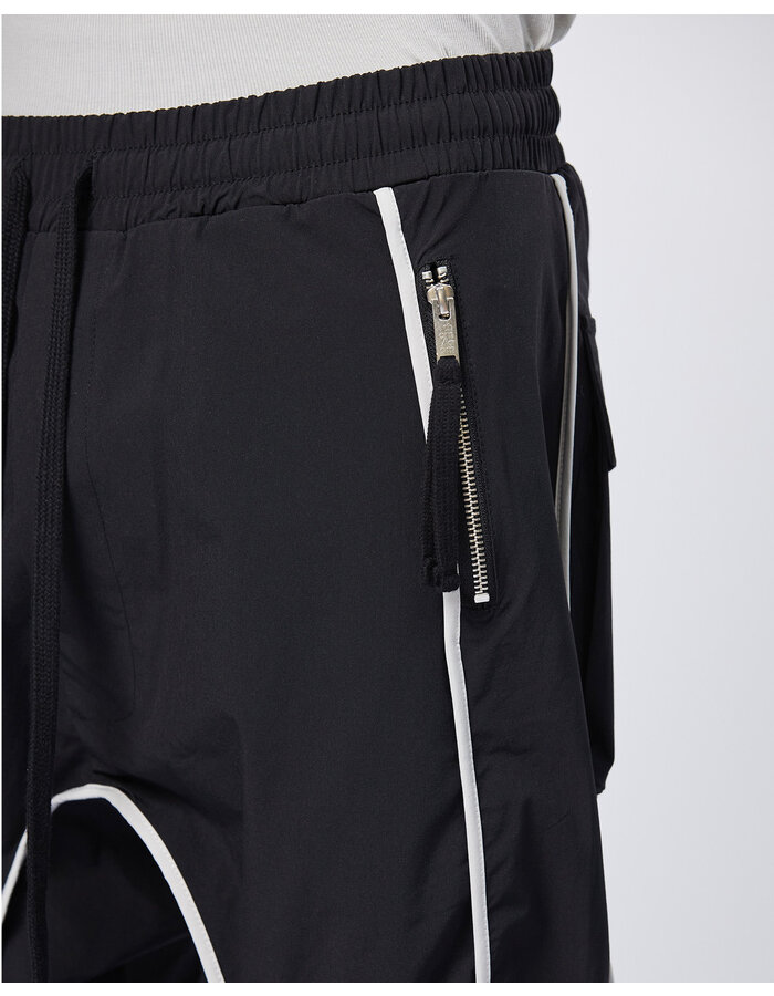 THOM KROM HYPER STRETCH NYLON JOGGER WITH CONTRAST PIPING - BLACK