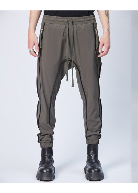 THOM KROM HYPER STRETCH NYLON JOGGER WITH CONTRAST PIPING - IVY