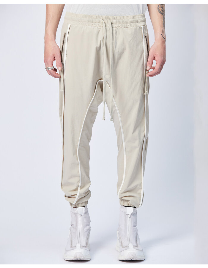 THOM KROM HYPER STRETCH NYLON JOGGER WITH CONTRAST PIPING - SAND