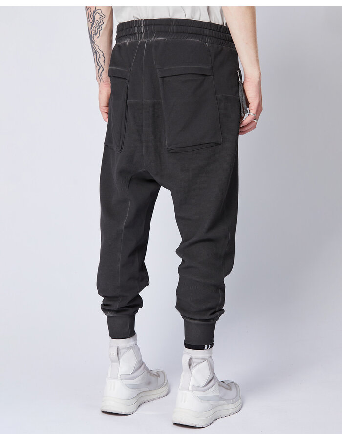 THOM KROM STRETCH COTTON PANEL WAFFLE KNIT JOGGER - OIL