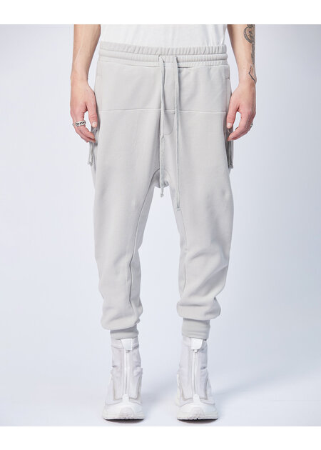 THOM KROM STRETCH COTTON PANEL WAFFLE KNIT JOGGER - SILVER