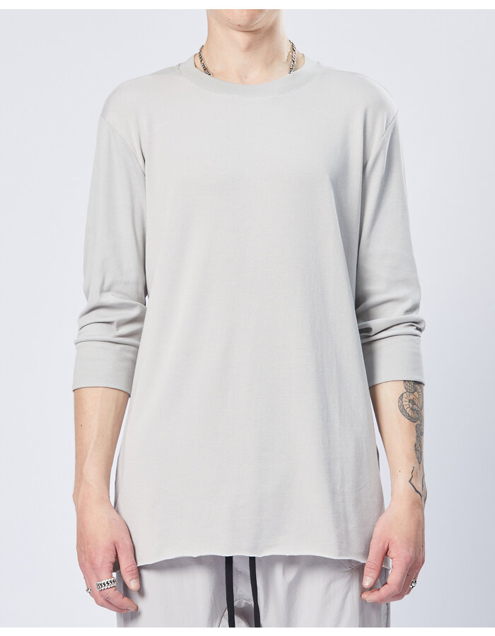 THOM KROM COTTON & MODAL 3/4 T-SHIRT WITH RIBBED ARM - SILVER