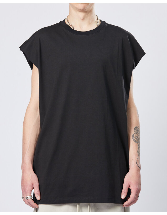 THOM KROM OVERSIZED CUT-OFF COTTON T-SHIRT- BLACK