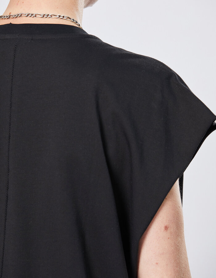 THOM KROM OVERSIZED CUT-OFF COTTON T-SHIRT- BLACK