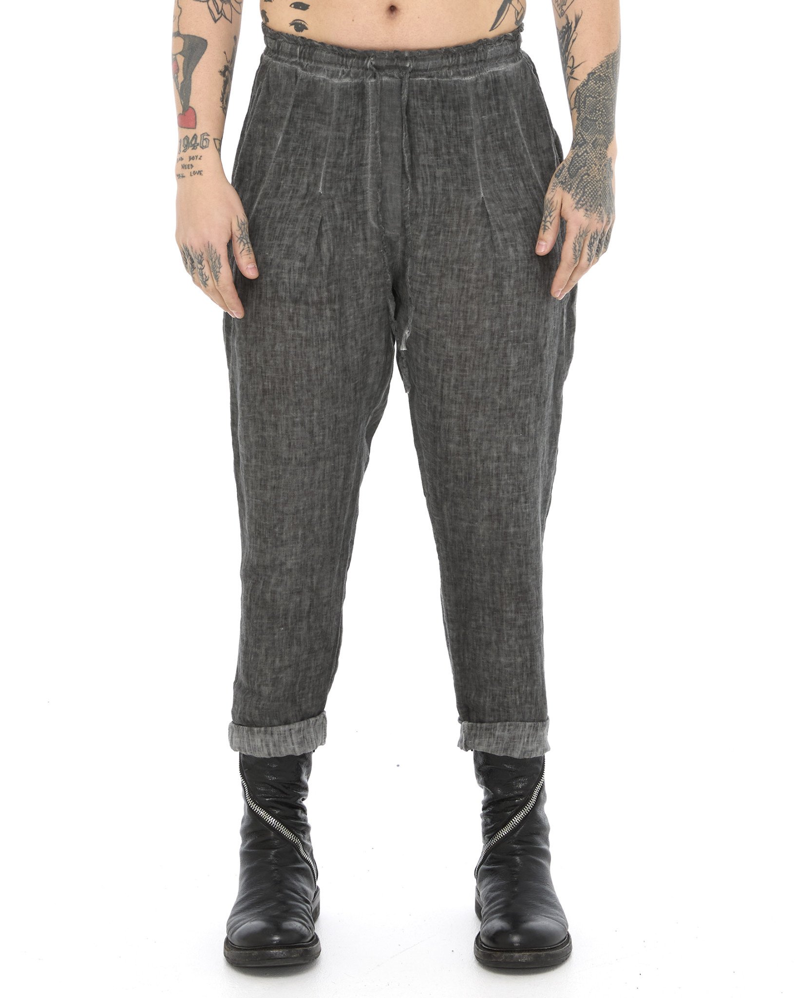 COLD DYE LINEN TAPERED TROUSER
