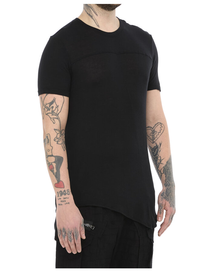 LA HAINE INSIDE US VISCOSE & SILK ASYMMETRIC FITTED T-SHIRT