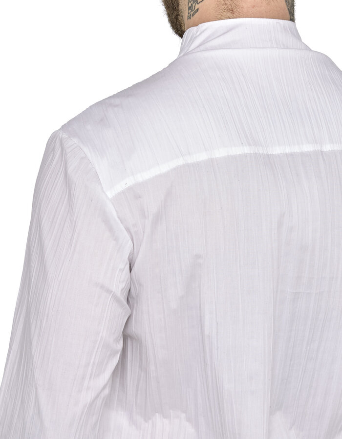 SANDRINE PHILIPPE CRINKLED SHIRT WITH INTEGRATED COLLAR - WHITE