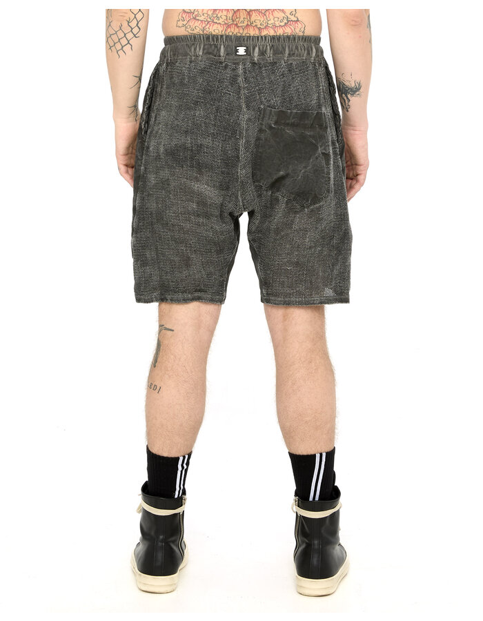 69 BY ISAAC SELLAM PATCH POCKET LINEN MESH SHORTS - LEAD
