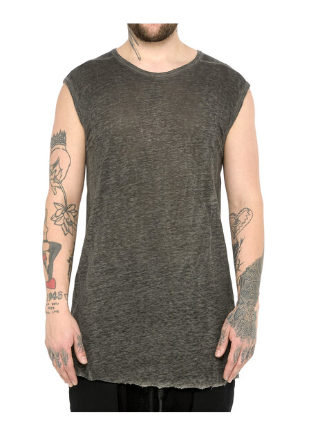 139DEC LINEN KNIT SLEEVELESS T-SHIRT - LEAD