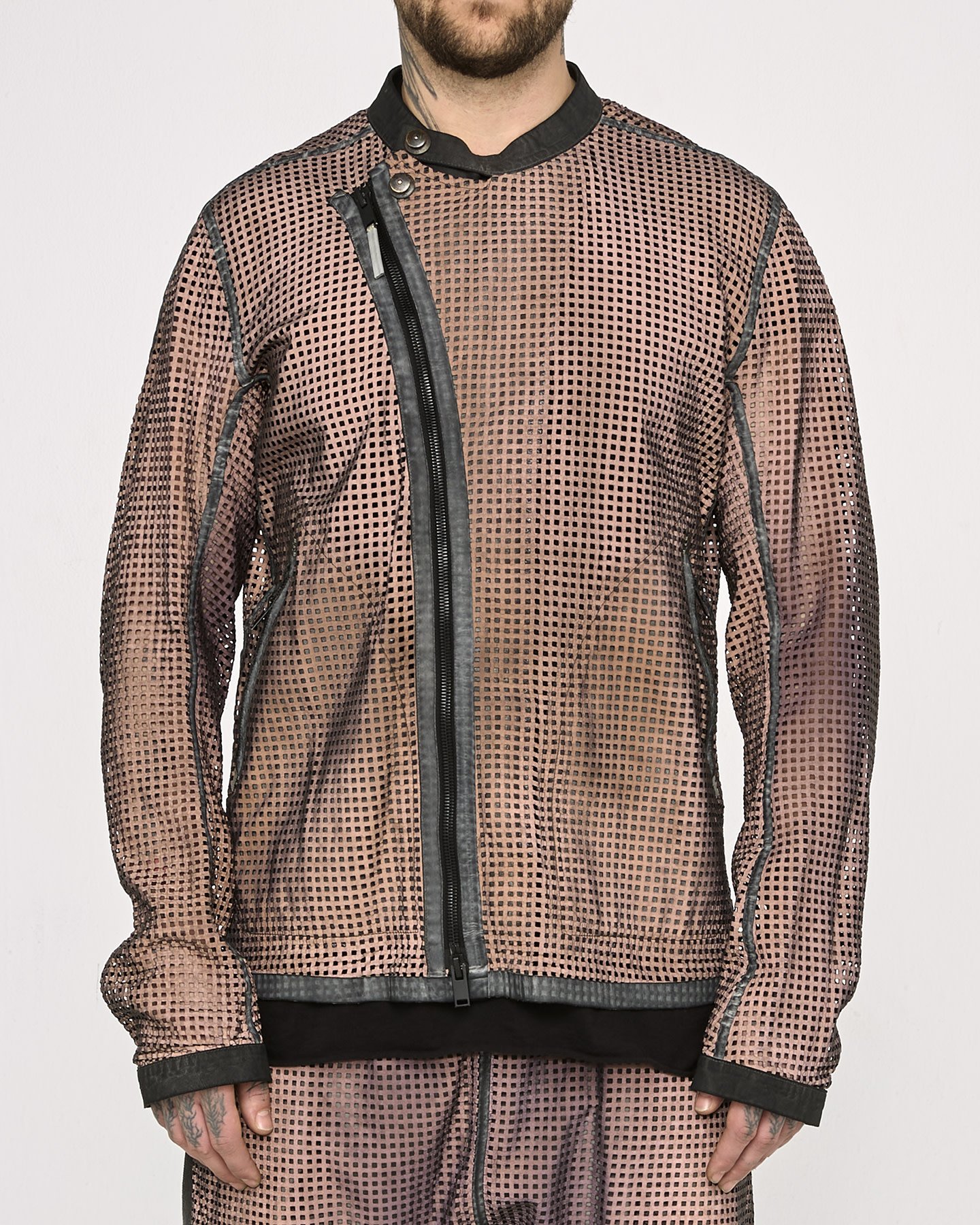BUTE PERFORATED REFLECTIVE LEATHER JACKET - COPPER
