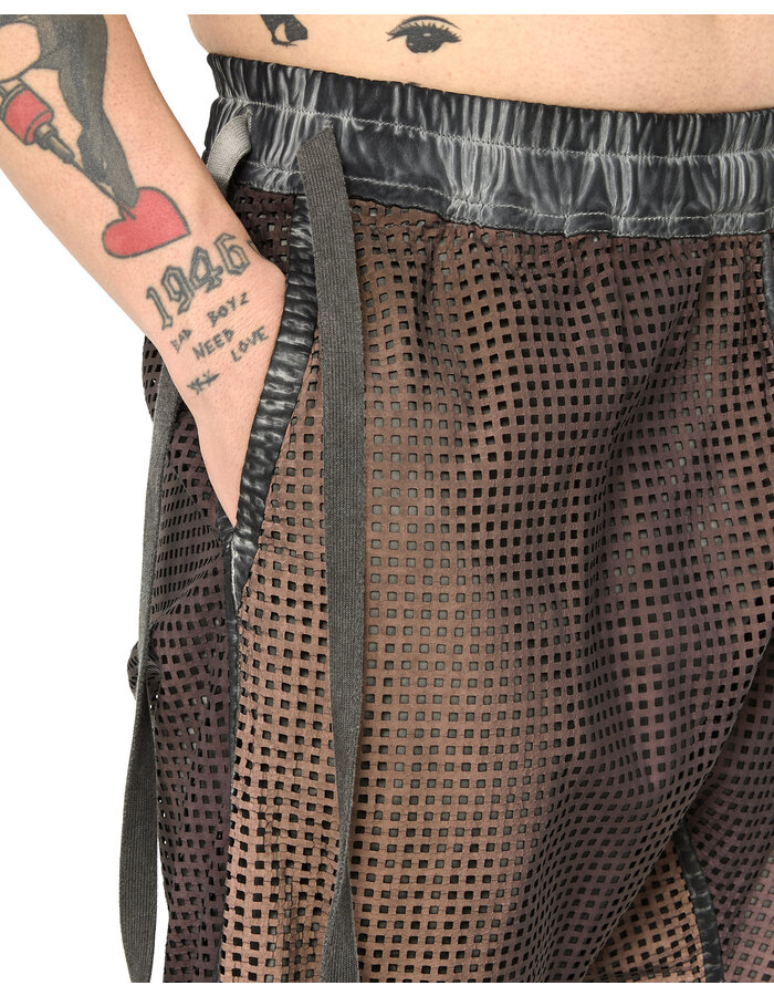 ISAAC SELLAM EXPERIENCE PERFORATED REFLECTIVE LEATHER SHORTS - COPPER