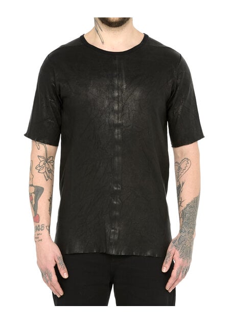 ISAAC SELLAM EXPERIENCE STRETCH LEATHER T-SHIRT WITH ZIPPERED SIDE