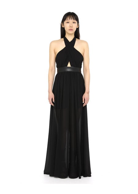 LA HAINE INSIDE US LONG GEORGETTE ATHENA DRESS