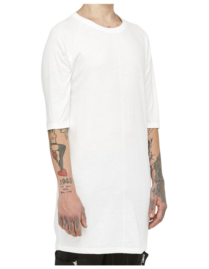 LA HAINE INSIDE US FITTED LONG COTTON T-SHIRT- WHITE