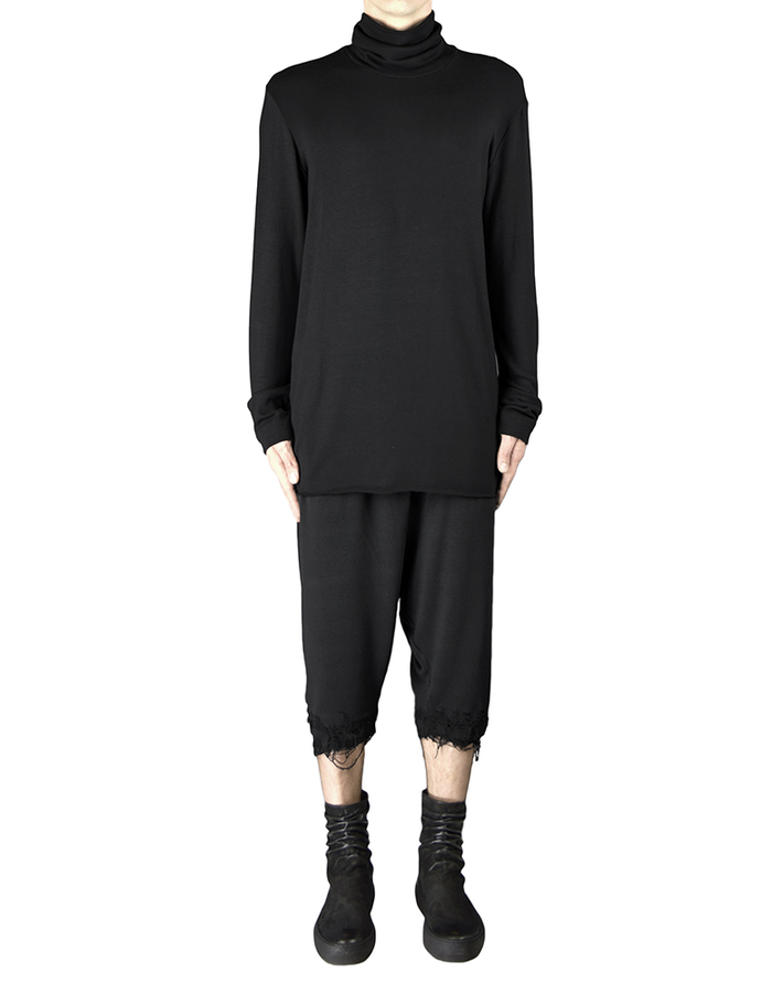 DAVIDS ROAD RAW CUT TURTLENECK TOP - BLACK