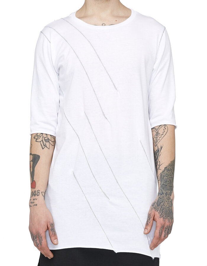 LA HAINE INSIDE US SCAR STITCH COTTON T-SHIRT- WHITE