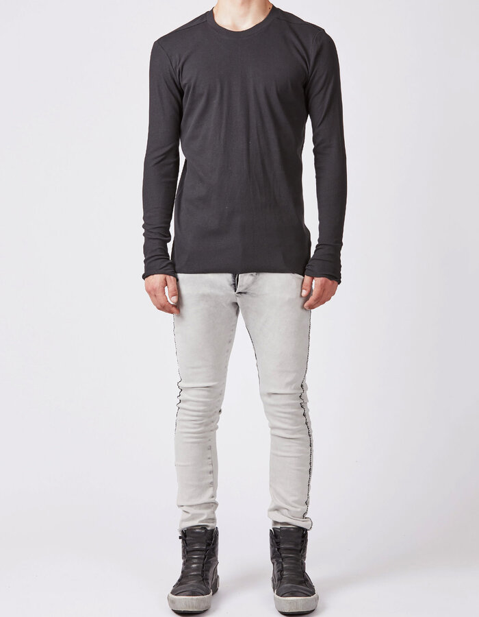 THOM KROM STRETCH COTTON FITTED LONGSLEEVE - BLACK