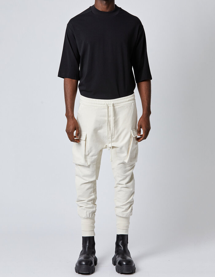 THOM KROM STRETCH COTTON DOUBLE CUFF CARGO JOGGER - BONE