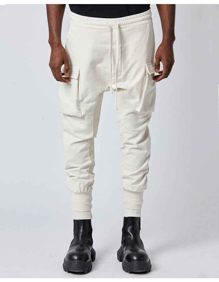 THOM KROM STRETCH COTTON DOUBLE CUFF CARGO JOGGER - BONE