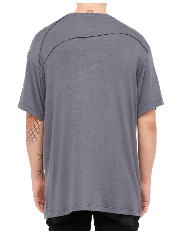 LA HAINE INSIDE US STRETCH VISCOSE SEAM DETAIL OVERSIZE TEE - GREY