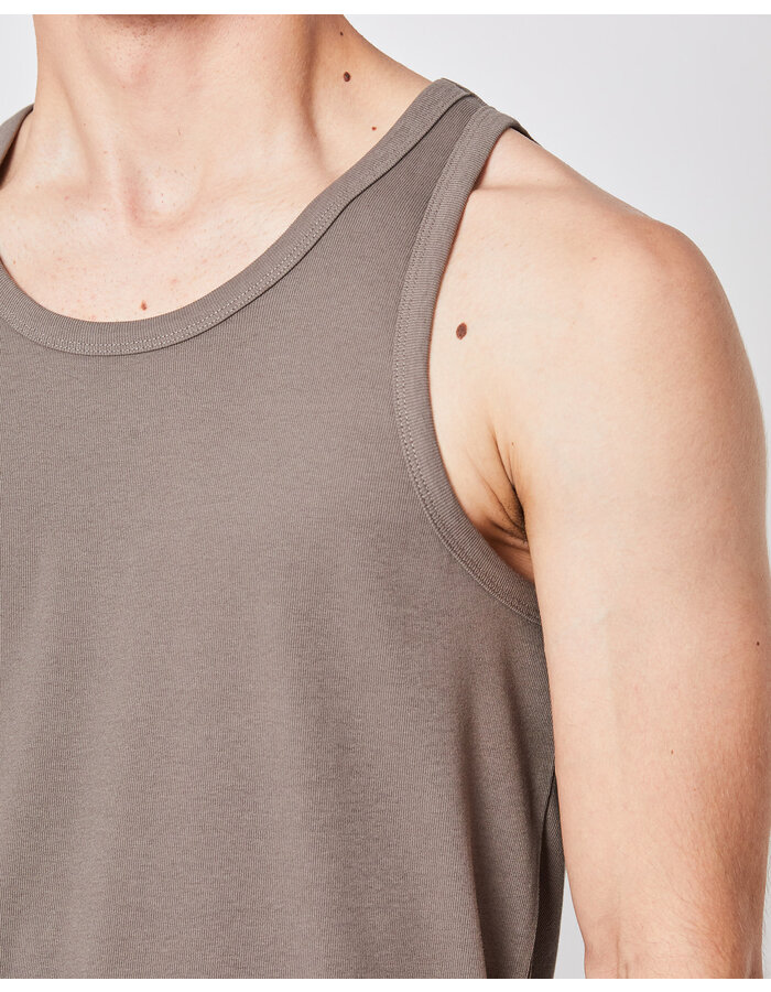 THOM KROM STRETCH COTTON TANK TOP - FOSSIL