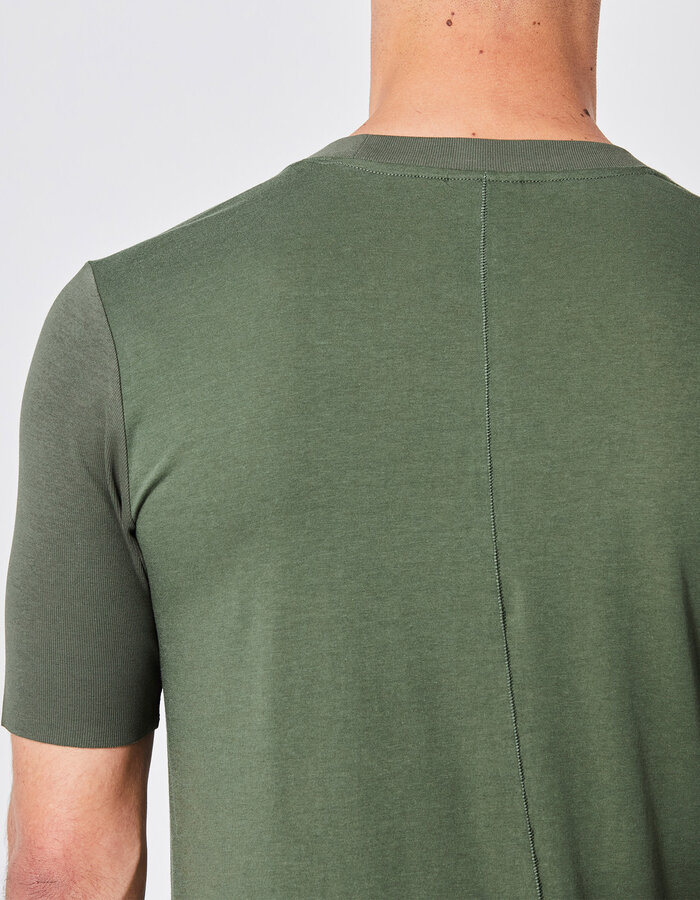 THOM KROM RIBBED ARM COTTON & MODAL FITTED CREW - GREEN