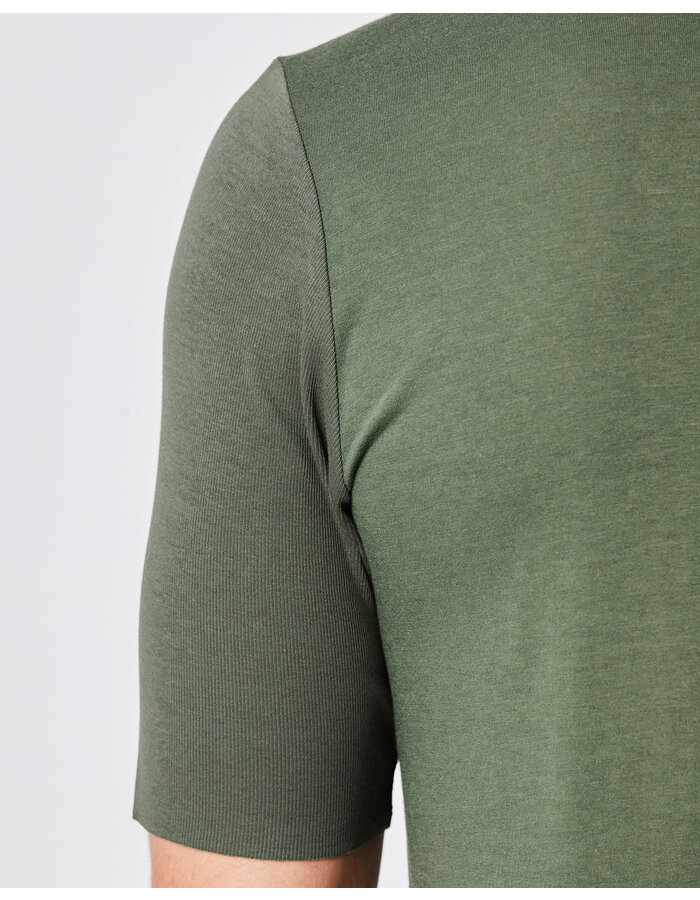 THOM KROM RIBBED ARM COTTON & MODAL FITTED CREW - GREEN