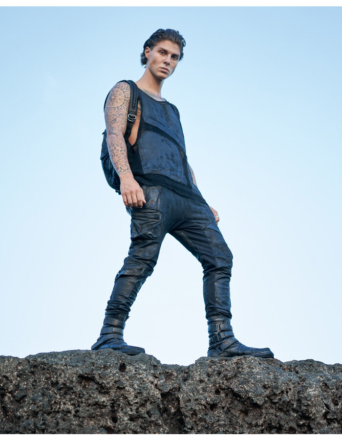 SYZMIC STUDIO TELOS COATED DROP CROTCH JOGGER