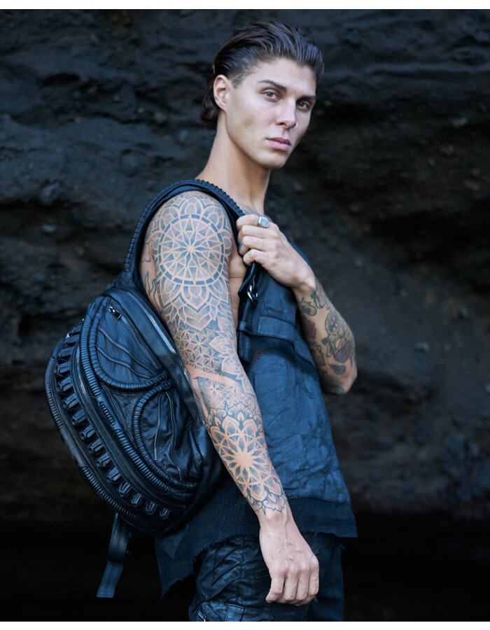 SYZMIC STUDIO HYLO VERTEBRAL SPINE LEATHER BACKPACK