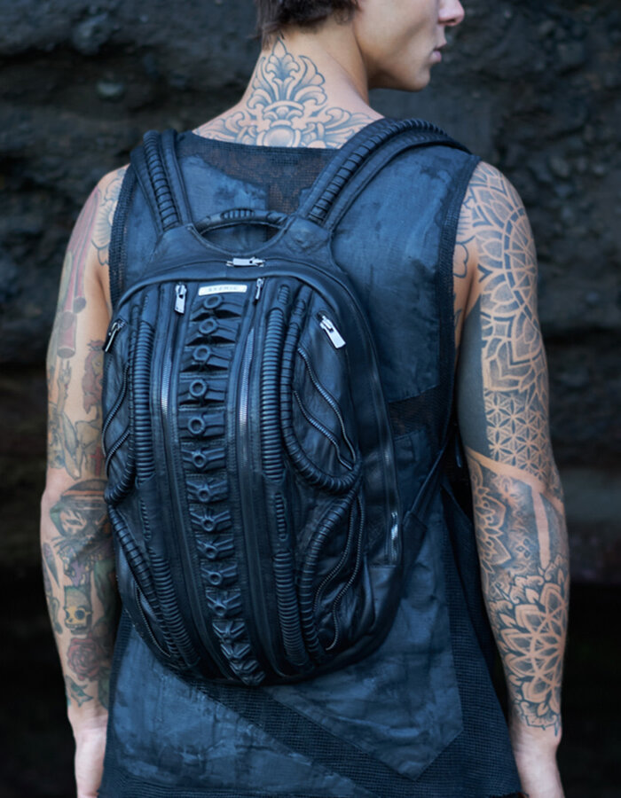SYZMIC STUDIO HYLO VERTEBRAL SPINE LEATHER BACKPACK