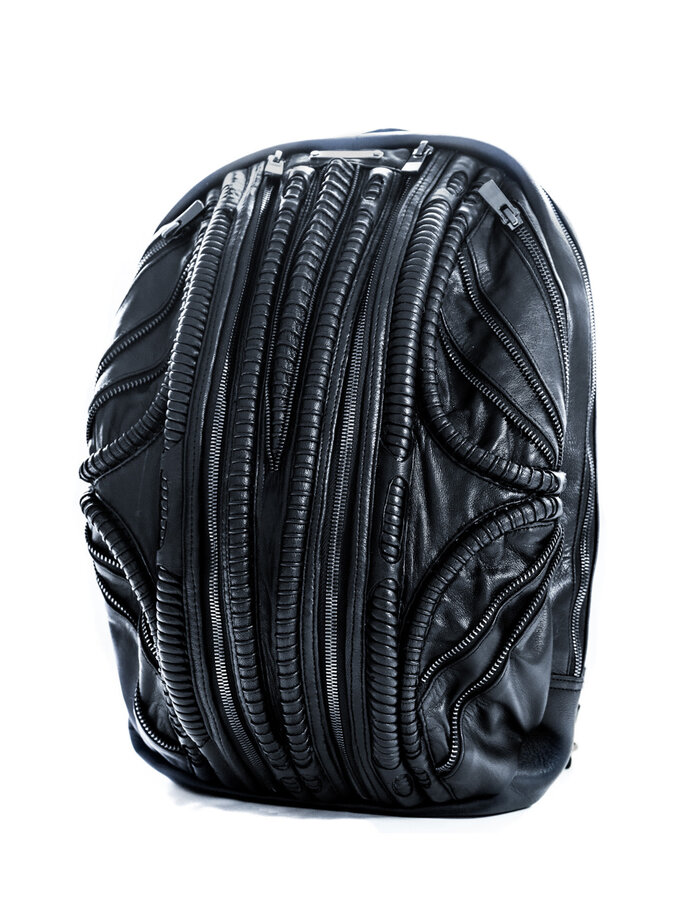 SYZMIC STUDIO HYLO ANNELID SPINE LEATHER BACKPACK